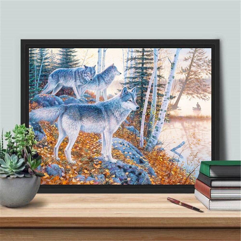 Diamond Painting Full Square Autumn Diamond Embroidery Sale Wolf Animal Rhinestone Picture Handmade Gift