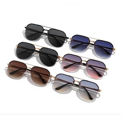 New Retro Half Frame Sunglasses Women Men Fashion Square Frame Sunglasses Classic Sunshade Eyewear Metal Sun Glasses