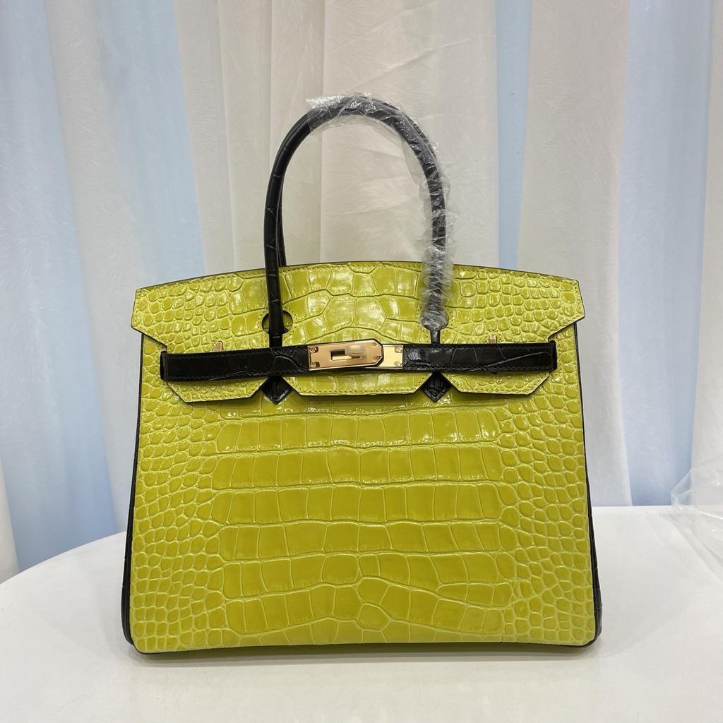 2025 Explosive Color Matching American Crocodile Pattern Platinum 25/30. Full-pair Version Strapless High-end Fashion Portable Women's Bag
