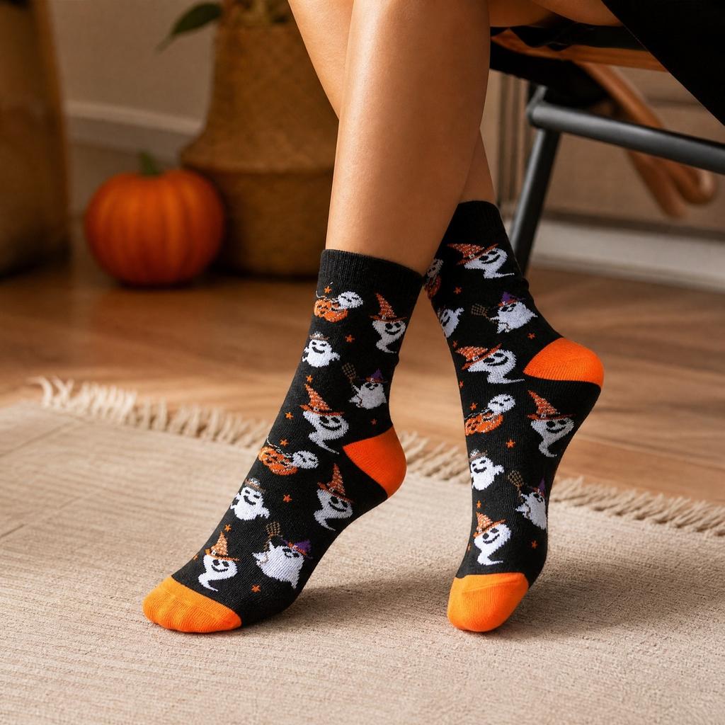 Halloween Printed Mid-Calf Socks Wicking Breathable Socks for Men Women Casual Daily Wear