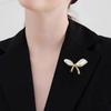 Women Brooch Imitation Pearls Bow Shape Anti-Wear Lapel Pin Scarves Shawls Bags Badge Fashion