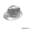PESENAR Silberne Pailletten-Fedora-Hut Für 70er Jahre Disco Kostümparty Retro-Themenveranstaltungen Zubehör