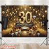 2D Elegant 30th Anniversary Backdrop, Gold & Black Diamond Celebration Banner