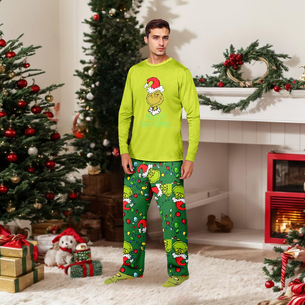 Parent-child Christmas Print Home Suit Long-sleeved Top And Pants