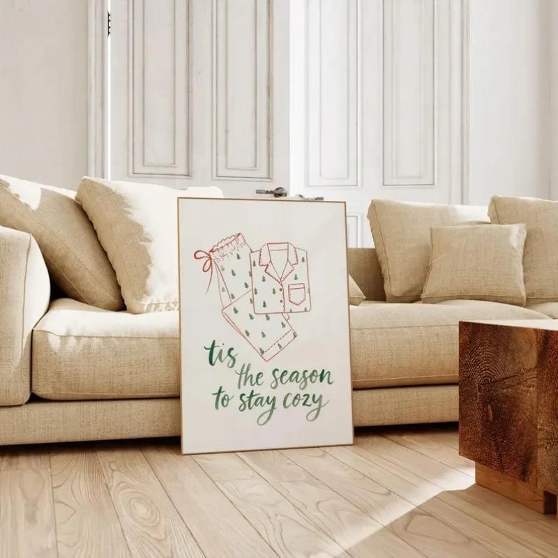 

Tis The Season Christmas Print - Funny Festive Wall Art - Retro Poster - Holiday Decor Frameless Canvas Print Wall Art Poster 21X30CMNo Framed