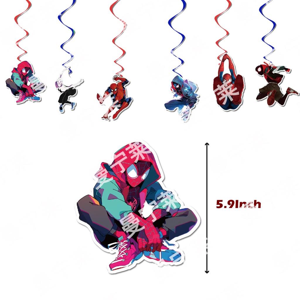 Decorazioni per Festa di Compleanno a Tema Spider-Man Striscioni da Supereroe Palloncini Cake Toppers Spirali Decorazioni a Spirale da Appendere per Bambini Ragazzi Forniture per Feste