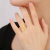 Stainless Steel Gold Filigree Flower Rings Women Wide Ring Aesthetic Jewelry Valentine's Day Gift