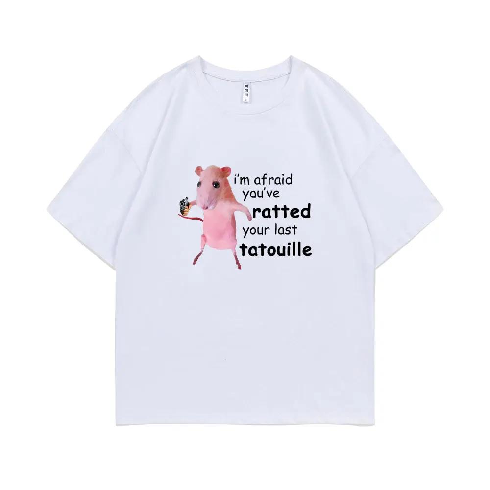 I'm Afraid You've Ratted Your Last Tatouille Graphic T-shirt Funny Pink Rat Print T Shirts Man Woman Fashion Oversized Tshirt