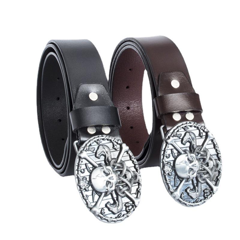 Men's Trendy Casual Cowhide Leather Belt with Alloy Smooth Buckle
