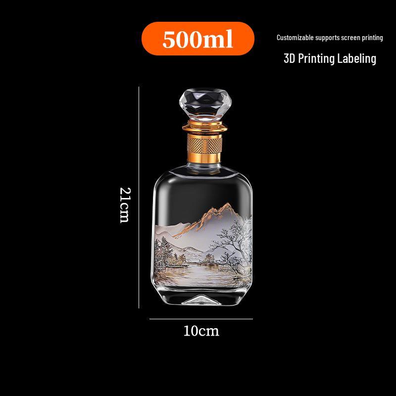 Custom 500ml Clear Glass Wine Bottles with Gift Box Packaging