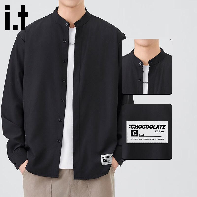 CHOCOOLATEit Men s Ice Silk Henley Collar Long Sleeve Shirt 3XL