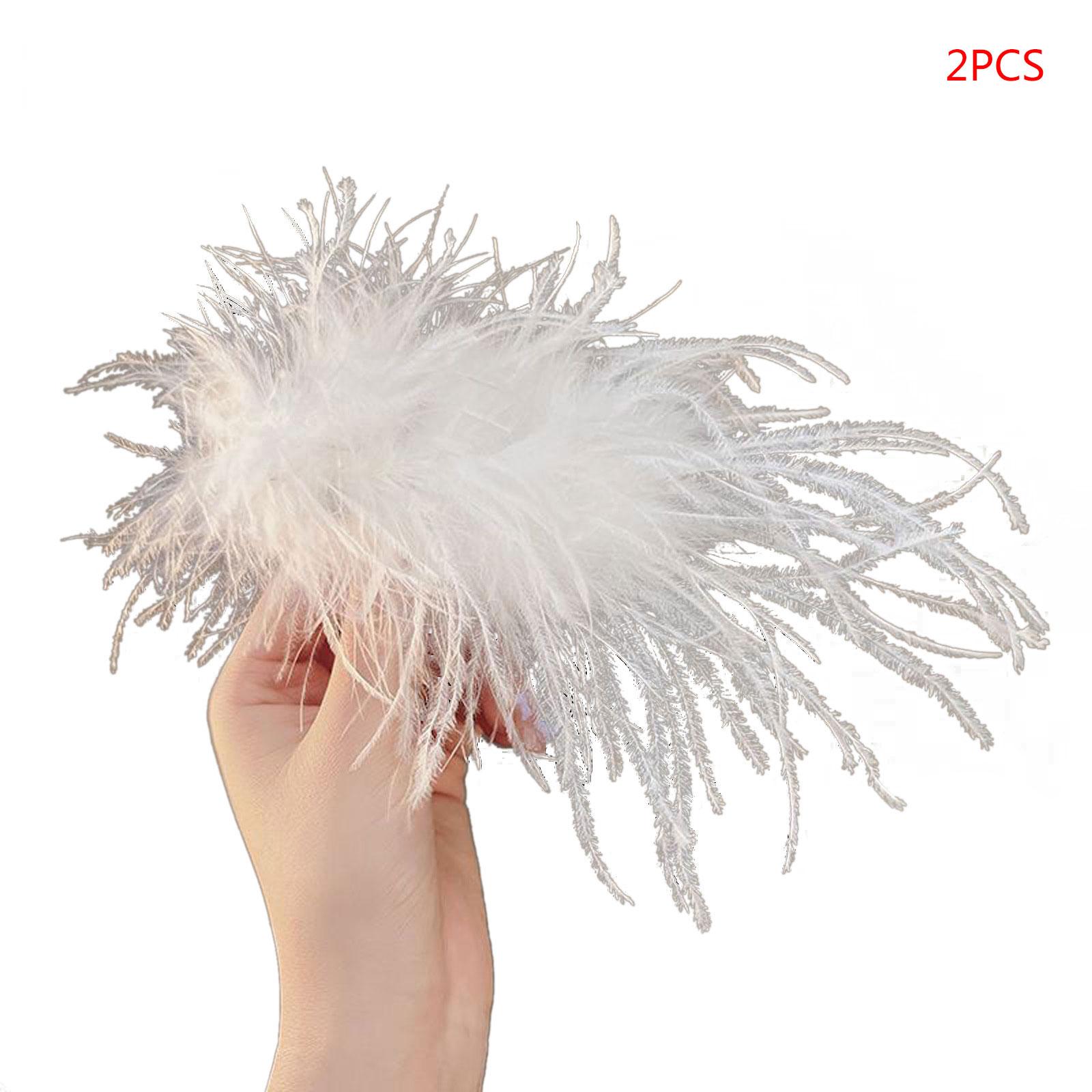 

Ostrich Feather Hair Clip Furry Snap Hairpins 1920s Headpiece Hair Barrettes Plush Headwear Hair Accessories for Girls 1 белый