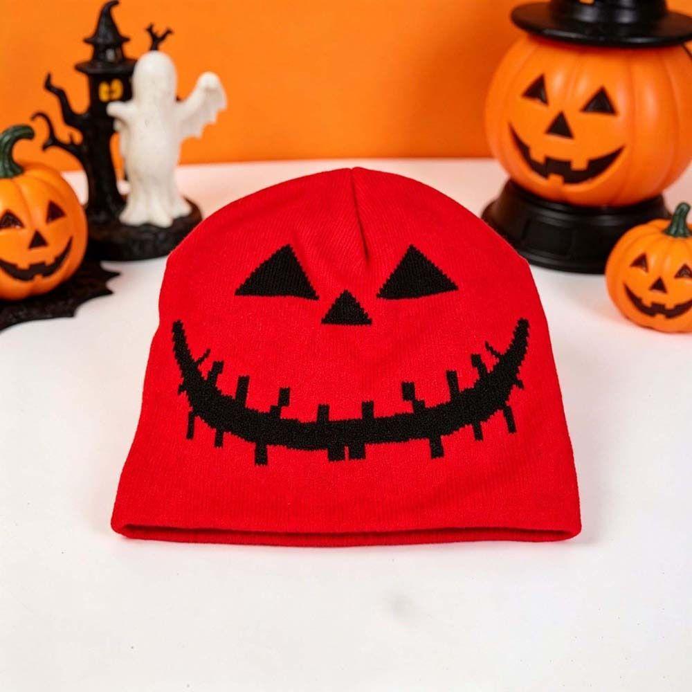 Pumpkin Orange Halloween Knitted Cap Knitted Fabric Hip Hop Skullcap Daily Commute