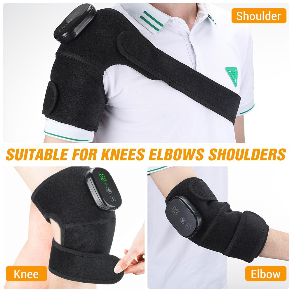 

Wireless Heated Knee Massager Eletric Vibration Leg Joint Shoulder Elbow Support Warming Massage Device with Adjustable Strap чёрный