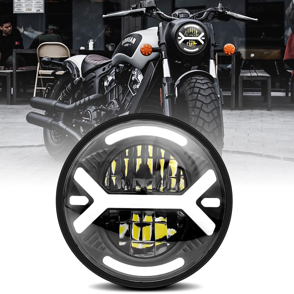 5.75 Inch Round LED Motorcycle Headlights 200W 20000LM High Brightness 6000K/3000K Hi/Low Beam Front Headlamp IP67 Waterproof