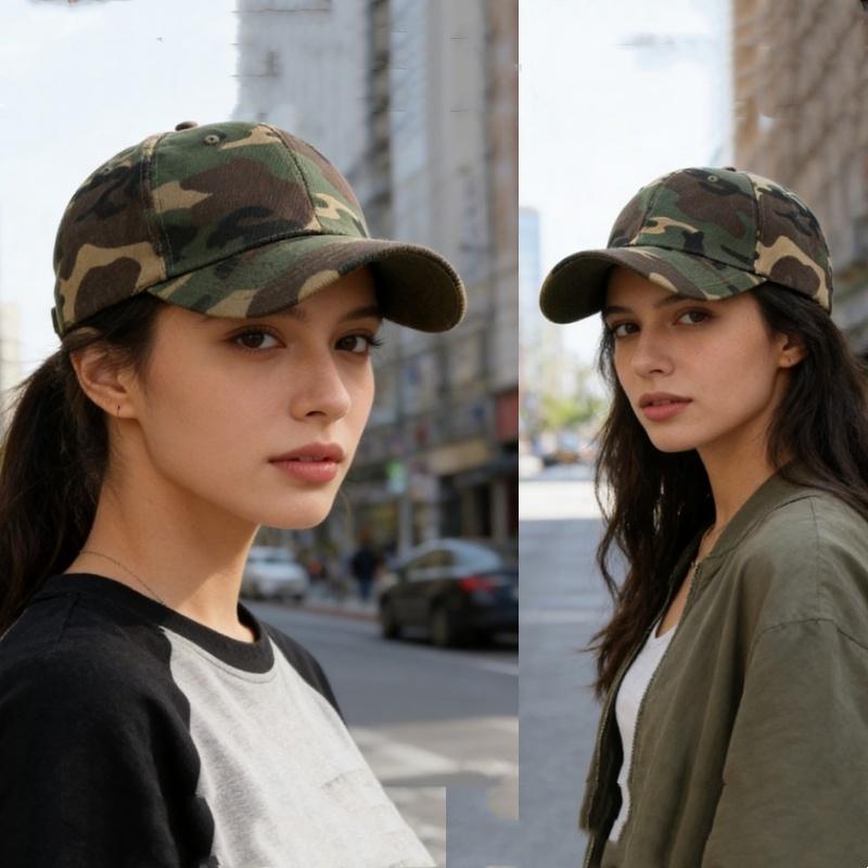Summer Camouflage Printed Armygreen Running Sunhat Anti-Uv Golf Baseball Cap Outdoor Hiking Cycling Jungle Hunting Sunscreen Hat