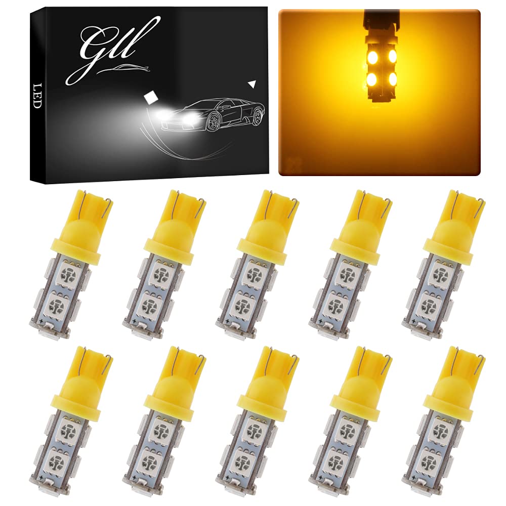 

T10 LED Amber Room Lamp Number Light 5050 Chip 9 12V жёлтый
