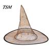 Wide Brim Witch Hat Cone-shaped Transparent Organza Hat, Lightweight Halloween Costume Accessory for Wizard Party Decorations And Cosplay Photo Props