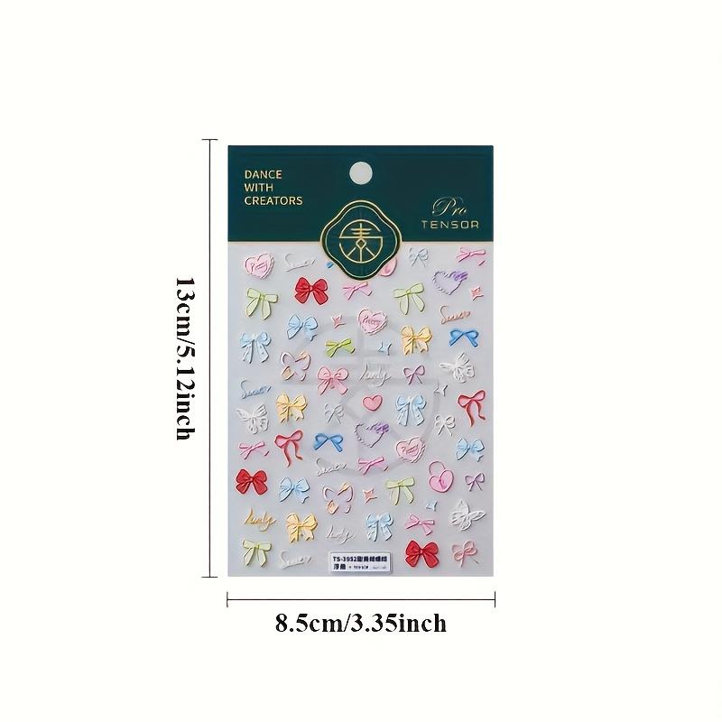 Sweet Bow Embossed Nail Art Stickers, Spring/Summer Cute Nail Decals, DIY Stickers, Paper Cup Stickers, Manicure Decorations Suitable Women's Gifts