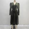 Retro European, American Autumn and Winter New Temperament Long-sleeved Velvet V-neck Thin Fashionable Dress