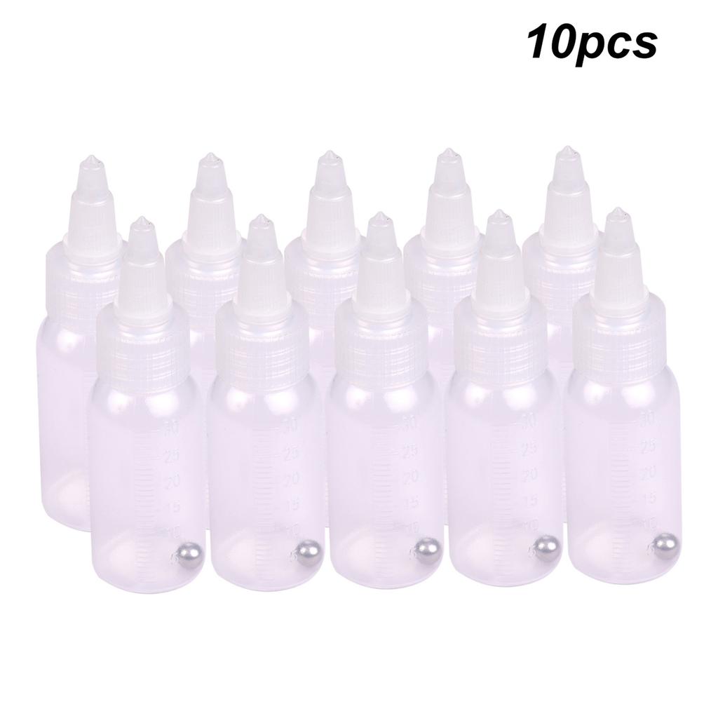 Box of 10-Each 1.2-Ounce(35 ) Brush Bottles Paint Storage Bottles PP Jar and Cover with Scale Line -proof for Dual-Action Siphon Feed Brus