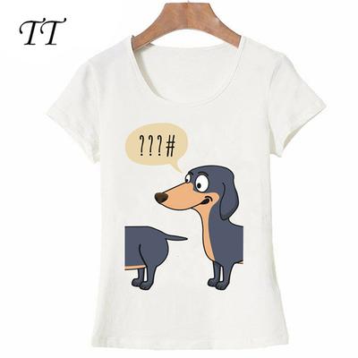 Novelty Dachshunds Dog Look Back TShirt Summer Fashion Women T Shirt Funny Animal Print Tops Female Casual Tees