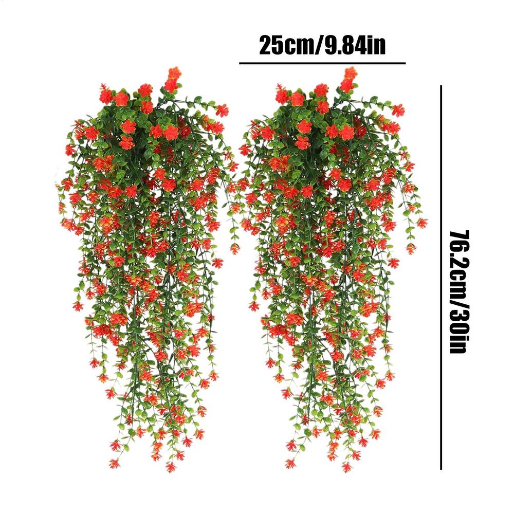 Artificial Hangable Plants 2Pieces Artificial Eucalyptus Greenery Realistic UV Resistant Wall Decoration For Living Room Patio