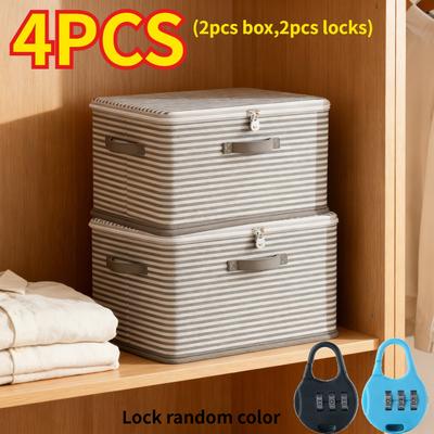 4PCS Large Capacity Storage Box Double Zipper Dust-proof Clothing Organizer Foldable With Password Lock Classification Box