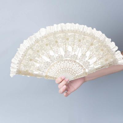 Lace Folding Fan Creative Elegant Hand Fan Vintage Handheld Fan for Show Dancing Photo Props Performances Cosplay Parties