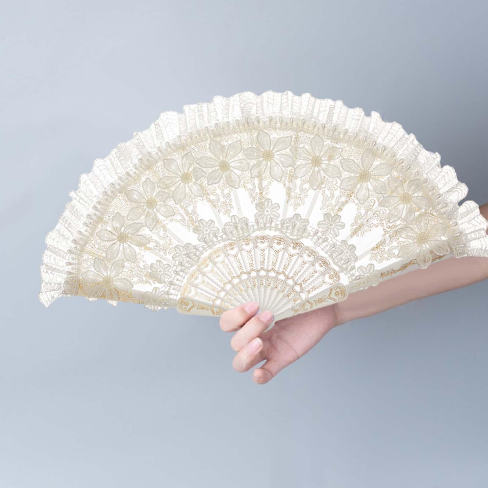 

Lace Folding Fan Creative Elegant Hand Fan Vintage Handheld Fan for Show Dancing Photo Props Performances Cosplay Parties