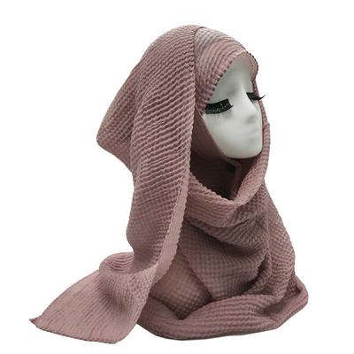 Woman Muslim Islamic Headscarf Simple Scarf Pure Color Cotton Crepe Wrap Shawl