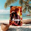 Personalized customized proof beach towel with Demon Slayer character theme pattern - soft, absorbent, quick-drying, perfect swimming, camping&bathing