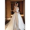 French tube top main wedding dress   new bride high waist pregnant woman satin flat super fairy simple Hepburn thin woman
