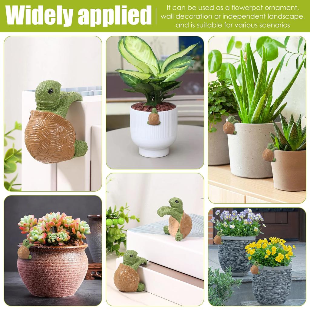 Resin Turtle Statue Pot Decoration Realistic Tortoise Figure Pot Hanger Interesting Statues Decorations for Vase Fish Tank