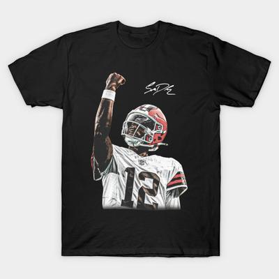 Asian Size Men Black Print T-shirt Shedeur-Sanders Cleveland Browns No-Cut Heat Transfer Print Cotton Tshirt