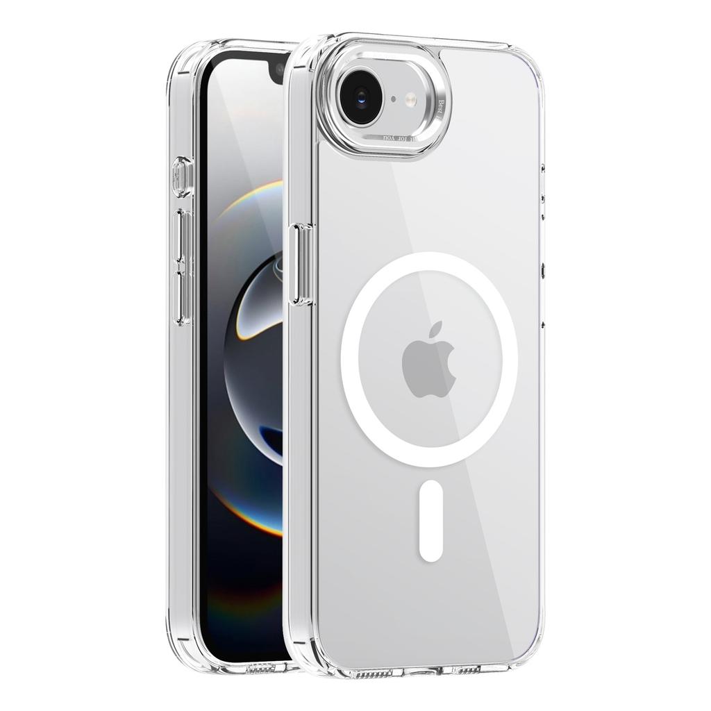 For iphone 17 16 15 Pro Plus Max Air and 17e 16e Case Clear Color Magnetic Metal Keys Anti-Drop and Anti-Fingerprint Phone Cover
