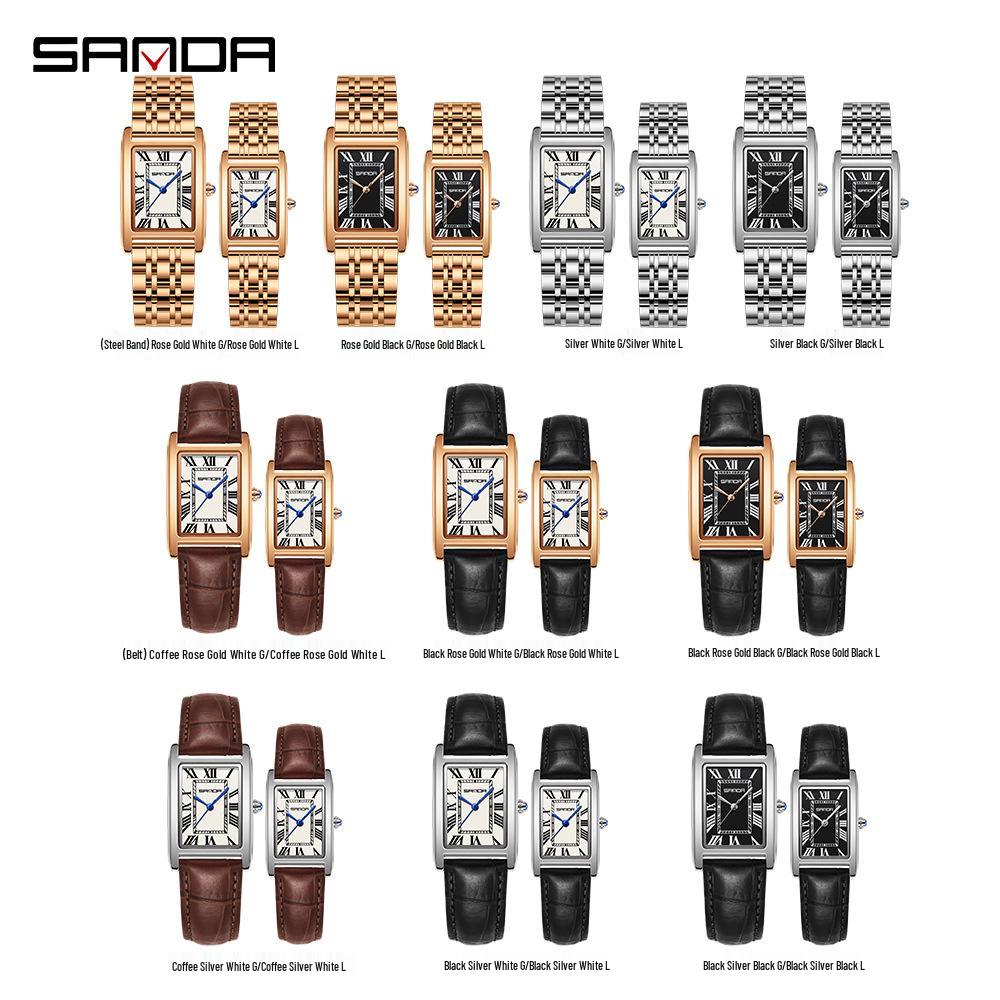 Orologi SANDA Quadrati Retro per Coppia - Eleganti, Impermeabili, al Quarzo, da Polso per Uomo e Donna