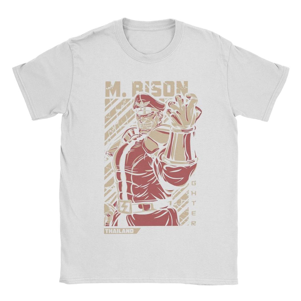 Men's M.Bison Streets Fighters T Shirts Game Pure Cotton Clothing Funny Short Sleeve Round Neck Tees Plus Size T-Shirt