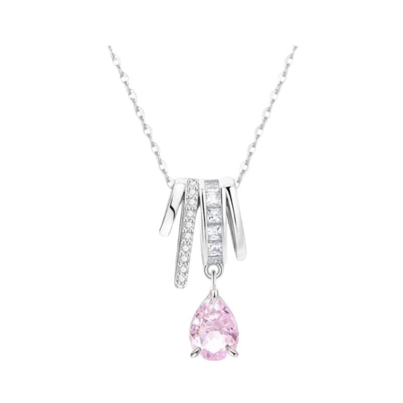 Elegant S925 Sterling Silver Teardrop Clavicle Necklace with Ring Pendant