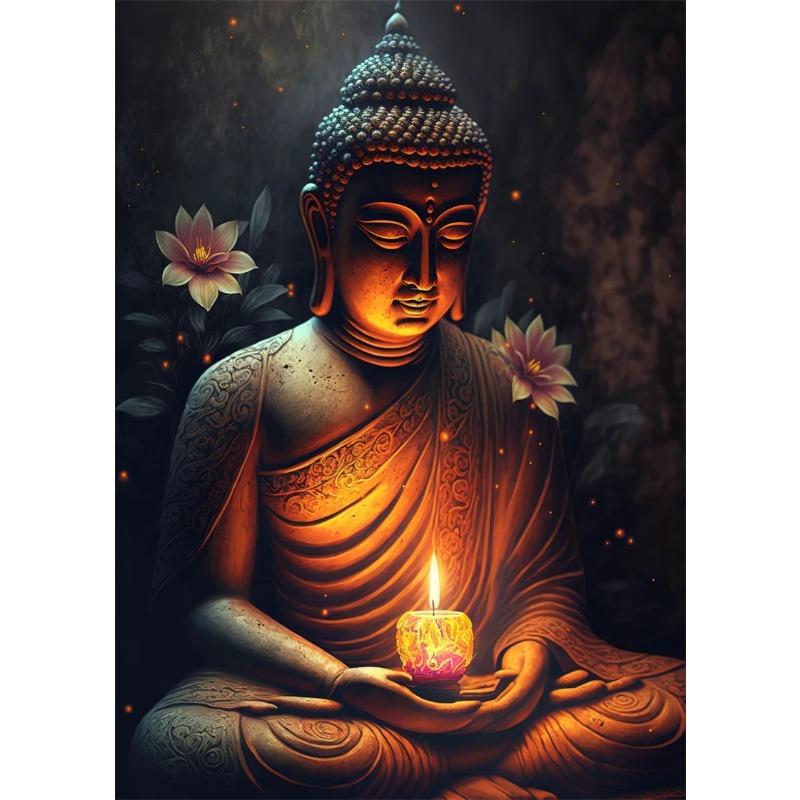Lotus Meditation Buddha Statue Sculpture Art Poster Aesthetics Zen Religion Canvas Painting Edition Living Room Wall Home Decor