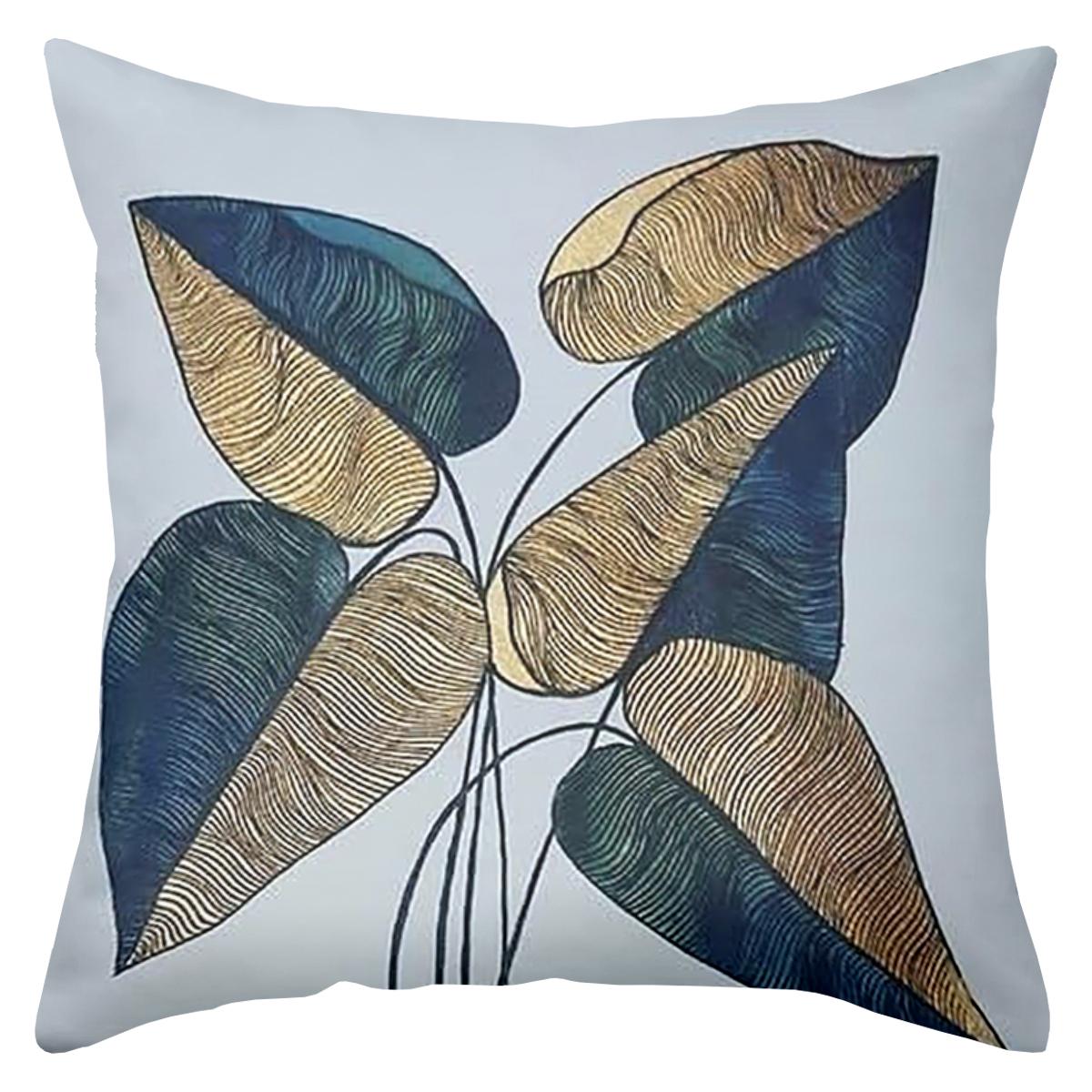 

1 Pieces -2D flat printing Exquisite Leaf Pattern Throw Pillow Covers Polyester pillowcase sofa decorative cushion cover 16x16Inch
