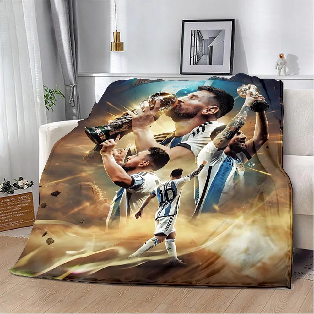 Football Star Printed Blanket Picnic Blankets Warm Blanket Soft and M-messis Comfortable Blanket Home Travel Birthday Gift