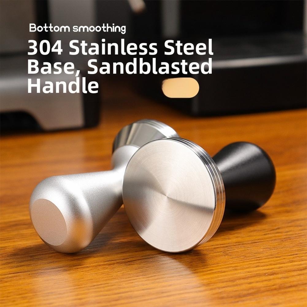 Professional coffee tamper with resistant 304 stainless steel base and non slip frosted alloy handle 51mm 53mm 58mm