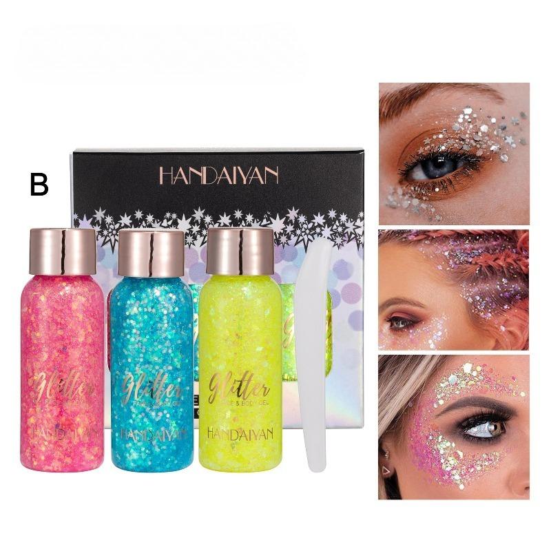 Lace Eye Shadow Gel Pouch Set (3 Pieces) Mermaid Sparkle Body Lotion Liquid Eye Shadow Set