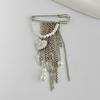 Metal Chain Pendant Long Tassel Brooch For Women Handmade Beaded Suit Coat Pins Jewelry Accessories