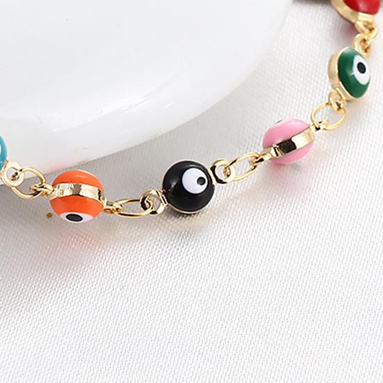Retro kvinner fargerike øye perler Justerbar ankelfot kjede armbånd smykker