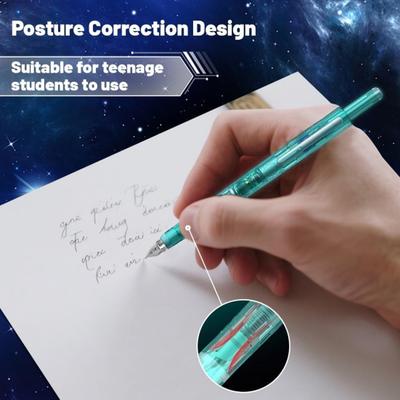 Retractable Fountain Pen Fine Nib Set 0.38mm Black/Blue Ink Transparent Barrel Pen with 5 Refillable Ink Cartridges for Sketching Journaling