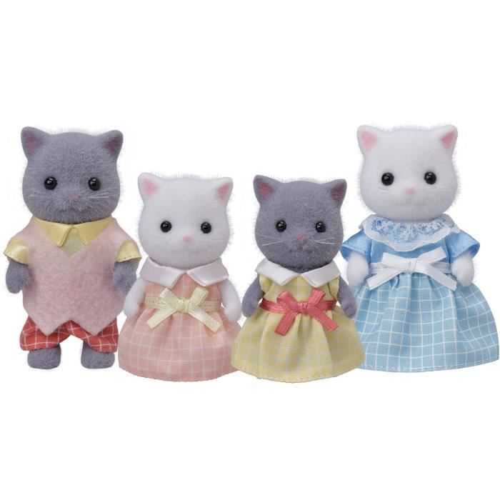 SYLVANIAN FAMILIES - Famille chat persan - 4 personnages articulés et habillés - Pour enfants à partir de 3 ans