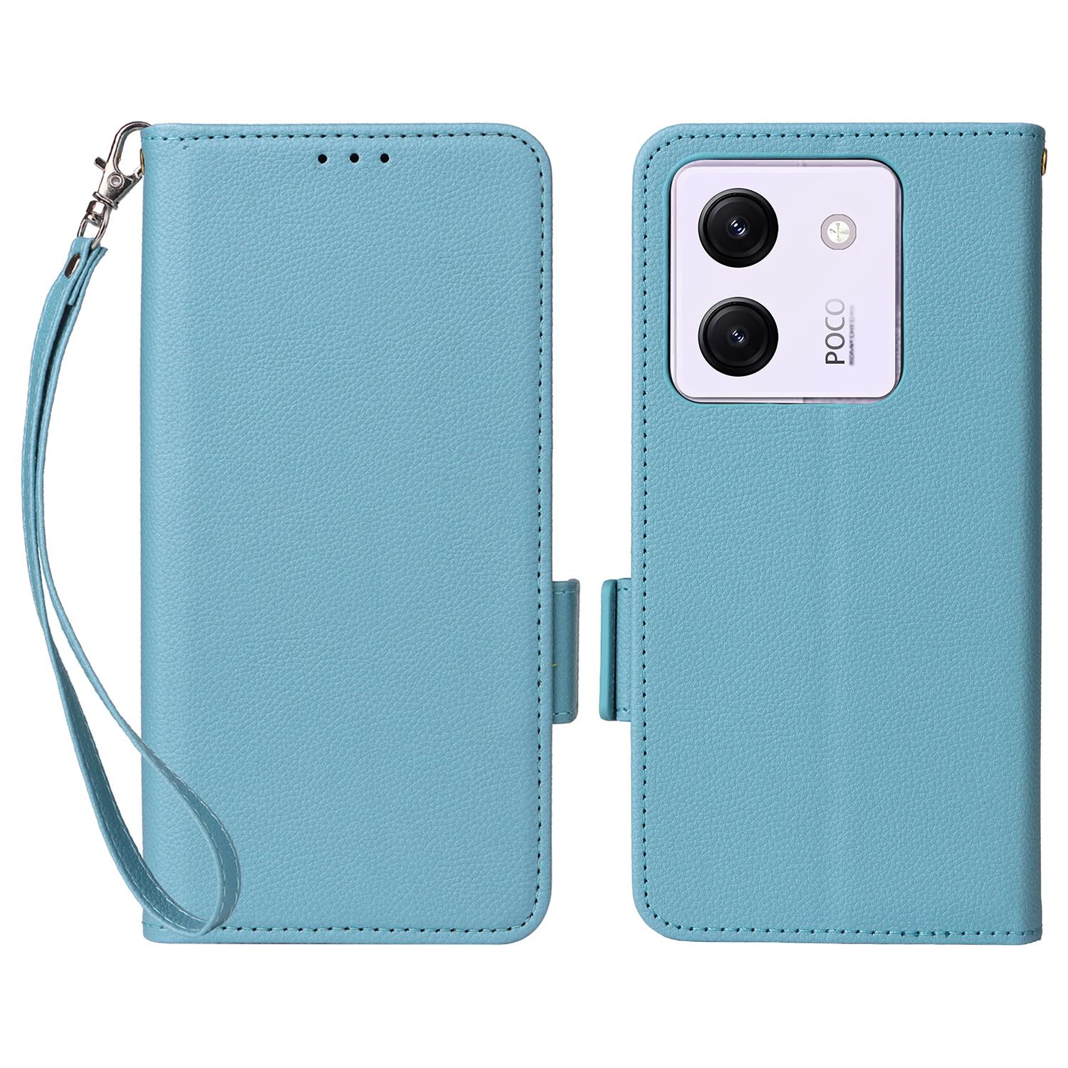 

Для Xiaomi Poco M7 Pro 5G Чохол з ремінцем на зап ястя Текстура лічі PU шкіра Гаманець Чохол для телефону C
