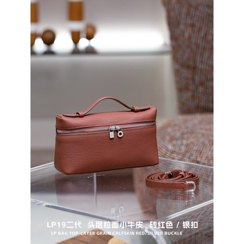 2025 Genuine Leather Lunch Box Bag Crossbody Shoulder Handbag Women 19cm Medium Size